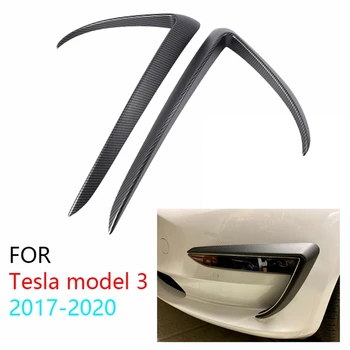 Mat Ogljikovih Vlaken Spredaj Rezilo Trim Sprednji Odbijač za Ustnice Splitter Luči za Meglo Trim za Tesla Model 3 2017-2020 - 
