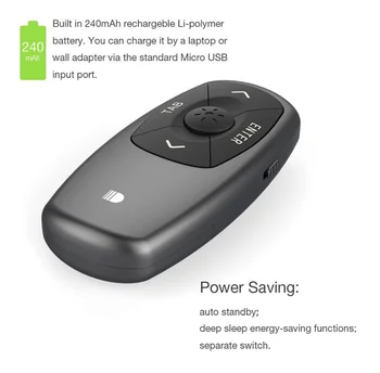Prenosni Mini Black Wireless Presenter Doosl Wireless Laser Upravljalnik Polnilna Powerpoint Predstavitev Daljinski Upravljalnik Pero - 