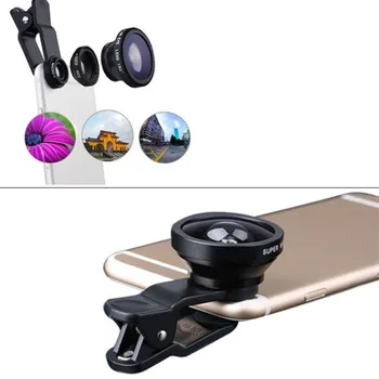 3-v-1 širokokotni Makro Fisheye Leča za Fotoaparat Kompleti Mobilni Telefon Ribje Oko Objektivi s Posnetka bila 0,67 x za iPhone, Samsung Vsi Mobilni Telefoni - 
