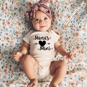 Newborn Baby Fantje Dekleta Mama je Mini Print Romper Dojenčka Kratkimi Rokavi Jumpsuit Malčka, Moda, Smešne Obleke Obleke - 