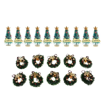 Pakiranje 20 Kosov Miniaturni Visi Božično Drevo & Božič Venec Okraski - Lutke Vrata Dekor Otroci Pretvarjajo, Predvajaj Igrače - 