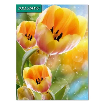 3d diamond vezenje rumeni tulipani diamond mozaik vezenje slike doma dekoracijo navzkrižno stitch kompleti okrasnih slikarstvo - 