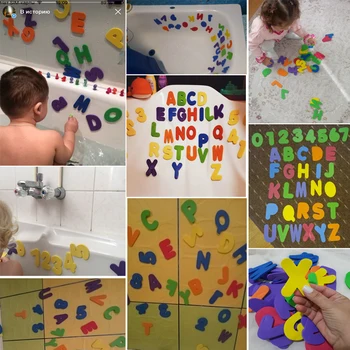 36pcs/Niz Alfanumeričnih Pismo Puzzle Baby Kopel Igrače Mehko EVA Otroci Baby Vodne Igrače Za Kopalnico Začetku Izobraževalne Sesalna Do Igrač - 