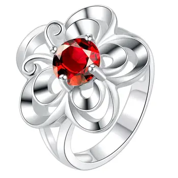 Metulj cvet temno rdeče cirkon Trgovini 925 nakit silver plated obroč ,modni nakit Prstan za Ženske, /OWFXTAVB HYOTAORJ - 