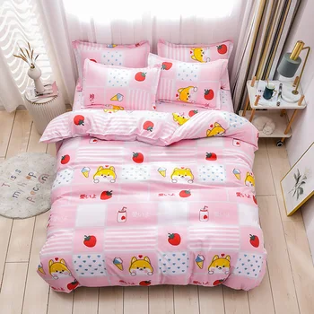 Lep cvet tiskanja posteljo stanja prevleke & rjuhe kritje posteljno perilo Modni Preprost Stil set posteljnine - 