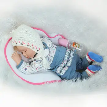 55 CM 2017 Prerojeni Spanja Baby Doll Realne Mehko Bombažno Telo veren 22 palčni Silikonski Prerojeni Dojenčki Dekle silikonski boneca, ki so prerojeni - 