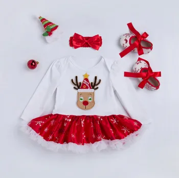 Vroče prodaje Božič Baby Kostum za Dekleta, igralne obleke Oblačila, ki Novorojenčka Santa Claus Jumpsuits Obleko Risanka Natisnjeni Otrok Božič Oblačila - 