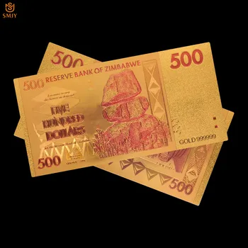 10PCS/Veliko Zimbabve Valuti Papir 500 Dolarjev Denarja v 24k pozlačeni Bankovcev Zbirk In Počitnice Darila - 