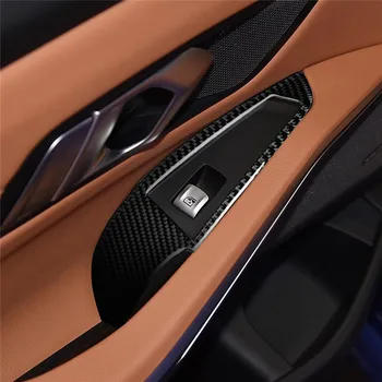 Pravi Ogljikovih vlaken zrn okno avtomobila dvignite ploščo okrasni pokrov Za BMW Serije 3 G20 - 