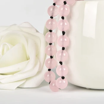 Roza in črni barvi, romantično in lepo 10 mm rose quartz ogrlica občutek srčni utrip. - 