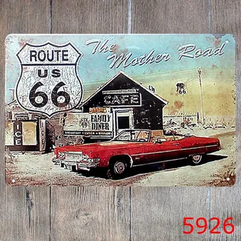 Mati Cesti Route 66 Kovinski Tin Znaki Texas Zgodovinsko Plin, Garaža Doma Dekor Steno Umetnosti Slikarstva Signalizacije - 