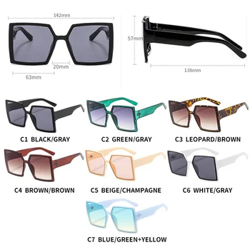 2020 Prevelik sončna Očala Ženske blagovne Znamke Design Razkošje Velike Okvir Vintage Moda Kvadratnih sončna Očala Za Žensko UV400 oculos de sol - 