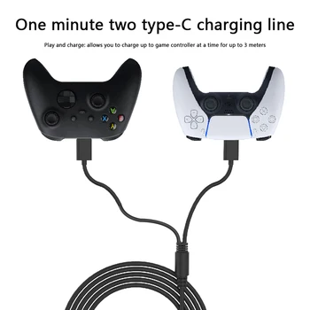 3m 2 v 1 Kabel za Polnjenje, Tip-C Kabel Dustproof Prenosne Konzole Napajanje Gamepad Izvajanje Dekor za PS5 Stikalo - 