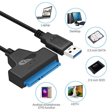 ATA 3 Kabel Sata na USB Adapter 6Gbps za 2,5 Cm Zunanje SSD HDD Trdi Disk 22 Pin Sata III Kabel USB 3.0 Port povezava - 