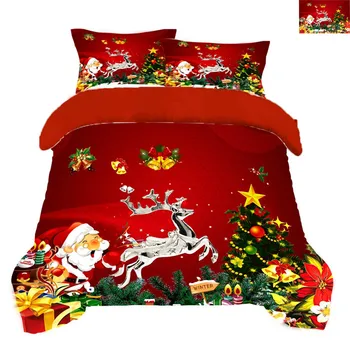 Rdeča božič 3D-Tiskana Posteljnina Nabor Romantično Rjuhe Kritje Prevleke Posteljnina Novo Bedclothes Udobno Kompleti Posteljnine - 