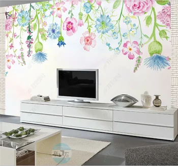 Po meri velikih 8D stene papirja steno krpo Nordijska ročno poslikano rastlin, cvetja idilične slog ozadja stensko slikarstvo - 