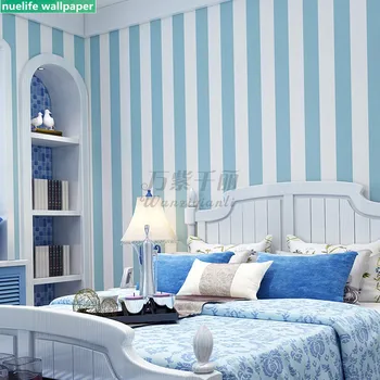 0.53x10m fant spalnica v ozadju stene modra mediteranskem slogu ozadje sodobno minimalistično modro bele navpične proge, slika za ozadje - 