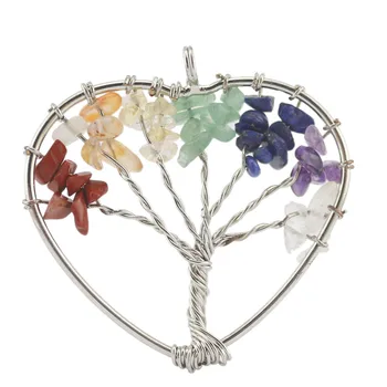 Naravni kamen v obliki srca z roko rane obesek Pisane čakro življenje drevo obesek Za nakit, izdelava DIY ogrlica dodatki - 