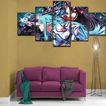 Wall Art Platno Slikarstvo Okviru Doma Dekor HD Natisnjen Plakat 5 Kosov Anime Sword Art Online Ženski Mečevalec Slike - 