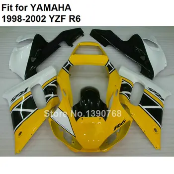 Visoko kakovostne ABS fairings za Yamaha YZF R6 1998 1999 2000 2001 2002 rumena črna bela oklep komplet R6 98 99 00 01 02 HZ22 - 