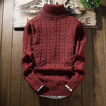 Nov slog Jeseni in pozimi moških toplo okrogle ovratnik turtleneck korejska različica mladinska oblačila debel pleten pulover - 