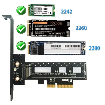 Tipko M. 2 SSD Tip, PCIE PCI-E PCI Express 4X vmesniško Kartico Z Heatsink Računalnik, Napajalnik Za NVMe SSD - 