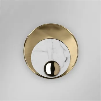 Sodobno dekoracijo hotel villa dnevna soba postelji ogledalo spredaj lučka krog kovanega železa marmorja preproste ustvarjalne stenske svetilke LB100917 - 