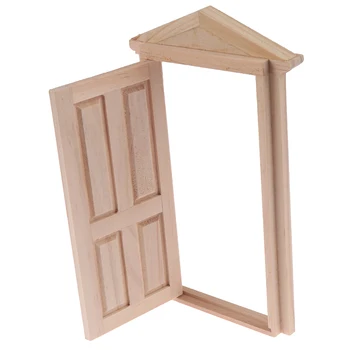 1:12 Lutka Hiša, Vrata, Pohištvo za Simulacijo Miniature DIY Lesena Vrata Stolpa se Pretvarjamo, Predvajaj Igrače Za Otroke - 