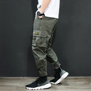Moda Ulične Moške Jeans Ohlapno Fit Velik Žep Priložnostne Tovora Hlače Črne Vojske Zeleni Japonski Oblikovalec Hip Hop Jogger Hlače Moški - 