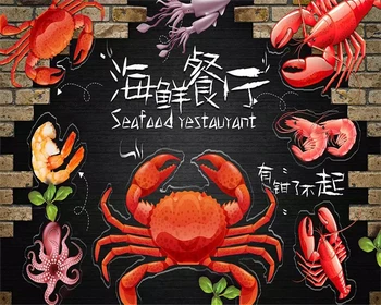 Beibehang ozadje po Meri moda 3d photo zidana original ročno poslikano seafood restaurant ozadja zidana 3d de papel parede - 