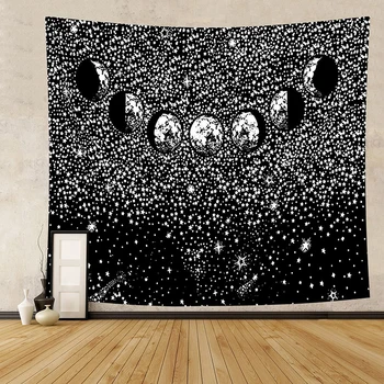 Night Moon Tapestry Black Starry Wall Hanging tapiz mandala tapestries bohimian - 