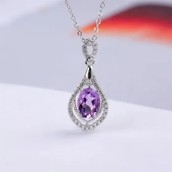 Gemstone nakit trgovini SGARIT luksuzne blagovne znamke classic 925sterling srebro vijolični ametist naravne crystal čar, ogrlico, obesek - 
