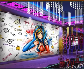 Po meri foto freska na steni 3d ozadje Glasbe HD Lepoto, Bar, nočni klub KTV doma dekor dnevne sobe, tapete za stene, 3 d - 