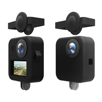 PULUZ Za GoPro MAX Dvojno Len Kape Primeru Zajema + Telo Mehke Gume Okvir Silikonska Zaščitna torbica Za GoPro MAX dodatno Opremo Fotoaparata - 