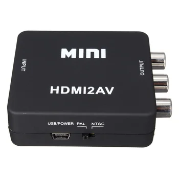 MINI HDMI, da 3RCA Composite CVBS Video AV Pretvornik Napajalnik TV VHS VCR DVD Črna - 
