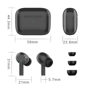 JHUR TWS Pravi Brezžični Bluetooth 5.0 Slušalke Touch Kontrole Nepremočljiva Šport Čepkov Stereo Čepkov za Mobilni Telefon - 