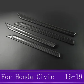 4Pcs/set Ogljikovih Vlaken Notranja Vrata Trim Trakovi karoserije Styling Kritje Dekoracijo Primerni Za Honda Civic 10. 2016 2017 2018 2019 - 