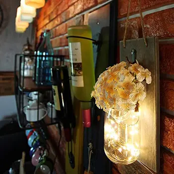 Praktično Zidar steklenico stenske svetilke doma mason jar stenske svetilke simulacije cvetlični vrt okraski svetilke - 