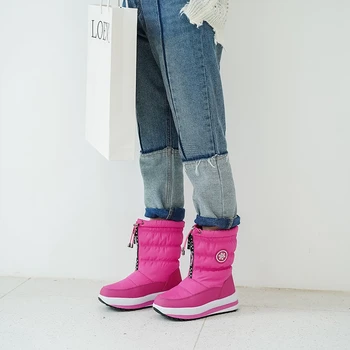 REAVE MAČKA priložnostne sneg škornji klini petah ženske platforma čevlji nepremočljiva navzdol krpo pozimi toplo debel krzno botas mujer 41 - 