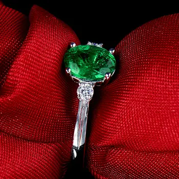 LOVERJEWELRY Ženske Smaragdno Obroči Udejstvovanje Obroči Za Žensko Trdna 18kt Belo Zlato Naravnih Diamantov Smaragdno Stranka Obroč, Nakit, - 