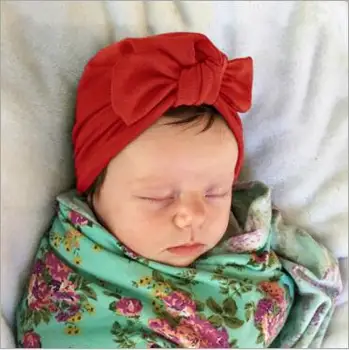 2016 Novo 10pcs/veliko novorojenčka fotografija rekviziti Bohemia Slog, Barva Zajec Ušesa Klobuk Gorčica baby turban klobuk z lokom - 