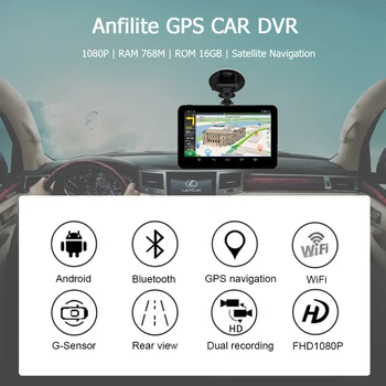 7 Inch Android Avto DVR Navigacijo Z FM 16GB 768M Tovornjak GPS Navigators Pogled od Zadaj Kamero Brezplačno Rusija/španija/Zemljevid Evrope - 