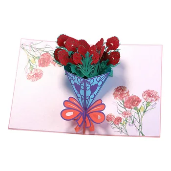 Nagelj Ročno izdelane Voščilnice za Rojstni dan Poročno Vabilo 3D Pop Up Card Nov materinski dan card - 