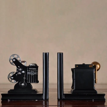 Novi Retro Camera Bookend Film Film Projektor Črna Srebrna Kolektor je Projekt Creative Naslonjač Vintage Nakit Študija Soba Stud - 