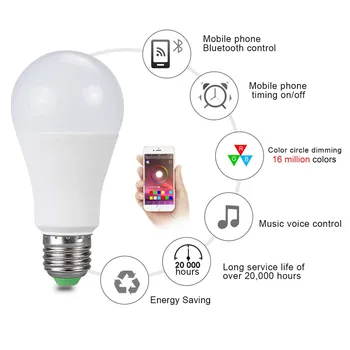 15W 20W Ampul LED Smart Nočne Luči 85-265V B22 E27 Brezžična tehnologija Bluetooth Žarnica pod Nadzorom Glasbe Glas Z Multi-funkcijo - 