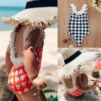 Za malčke Baby Fant Dekle Čipke Cvet Kopalke Bikini Kopalke enodelne Plažo 1-5Years - 