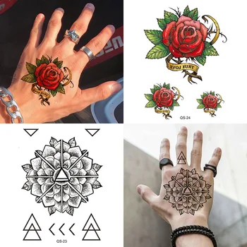 Črno Kano Začasne Tetovaže Mandala Cvet Strani Body Art Risanje Wasit Tetovaže Papir Za Odrasle Vodo Neprepustnimi Realne Nalepka - 