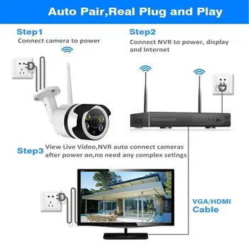 Brezžični CCTV Video nadzorni Sistem 1080P 2MP NVR IP IR-CUT prostem nadzorna Kamera IP Varnostna Kamera Sistem - 