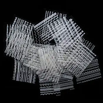 30 Listov 3D Čipke Nail Art Nalepke Črno/Bele Nalepke Nasveti za Manikiranje Orodje DIY Nalepke za Nego Nohtov Orodje - 