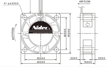 Novo Nidec U40R05MS1A7-57A07A X880927-004 40 * 40 * 15 MM 4-žice 4 cm Hladilni Ventilator - 